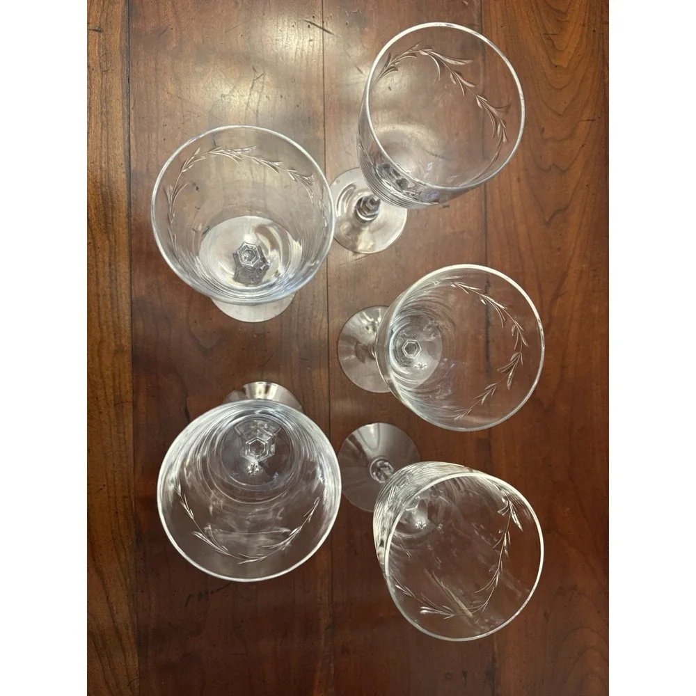 Set of 5‎ Courtship Water Goblets Polished, Cut by Tiffin-Franciscan Blown Glass